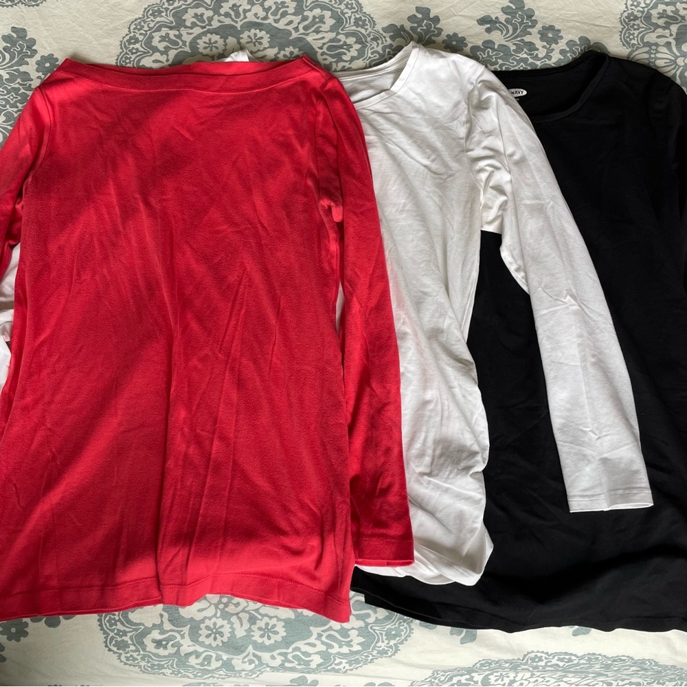 Three Long-Sleeved T-Shirts Maternity Size Large